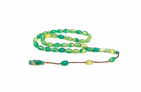 SIKMA KEHRİBAR YEŞİL HARELİ BEYZİ MODEL BİLEKBOY TESBİH