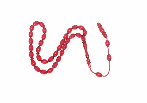 ATEŞ KEHRİBAR KIRMIZI BEYZİ MODEL BİLEKBOY TESBİH