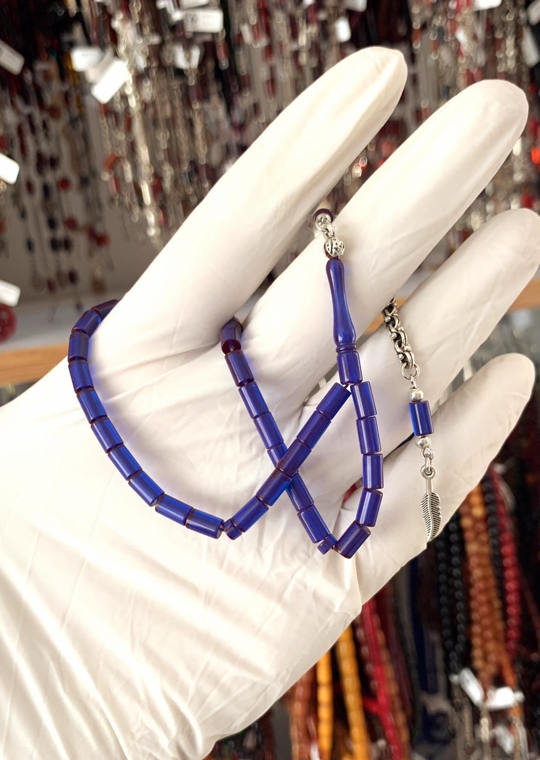 ZAR KEHRİBAR LACİVERT KESME MODEL TESBİH