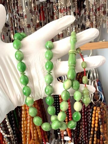 ÇUBUK KATALİN YEŞİL BEYAZ BEYZİ MODEL TESBİH