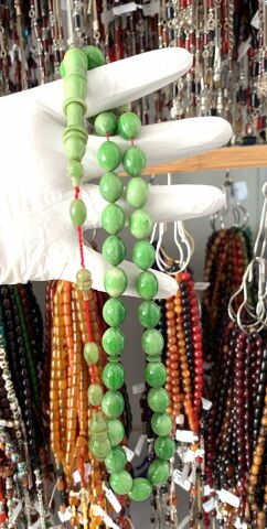 ÇUBUK KATALİN YEŞİL BEYAZ BEYZİ MODEL TESBİH