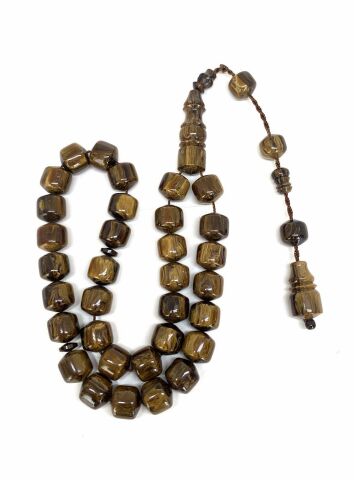 ÇUBUK MALZEMEDEN KATALİN KAHVERENGİ UÇLU KESME MODEL TESBİH