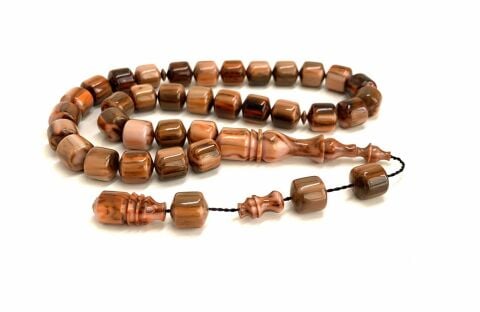 ÇUBUK KATALİN KAHVERENGİ HARELİ UÇLU KESME MODEL TESBİH