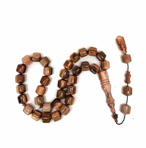 ÇUBUK KATALİN KAHVERENGİ HARELİ UÇLU KESME MODEL TESBİH