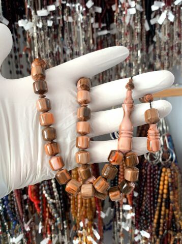 ÇUBUK KATALİN KAHVERENGİ HARELİ UÇLU KESME MODEL TESBİH