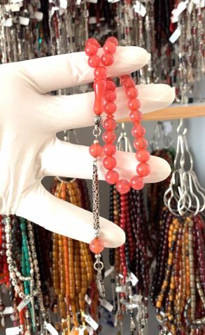 SIKMA KEHRİBAR PEMBE KÜRE MODEL TESBİH