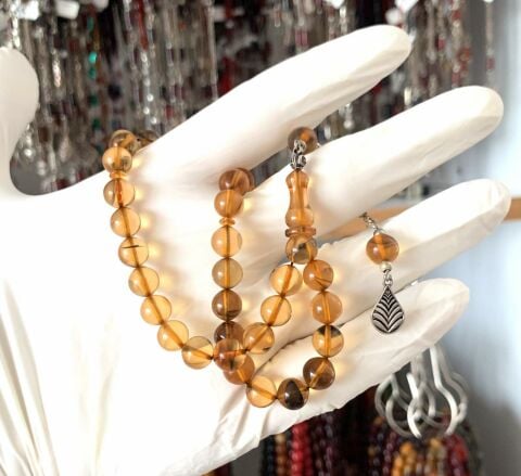 SIKMA KEHRİBAR SARI KÜRE MODEL TESBİH