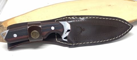 BIÇAK ÇELİK GEYİK İŞLEMELİ EGZOTİK AĞAÇ KABZA