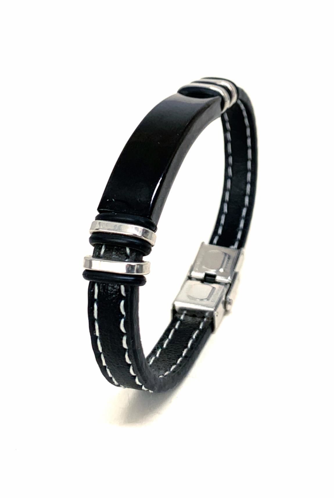 %100 DERİ BİLEKLİK SİYAH METAL KLİPS