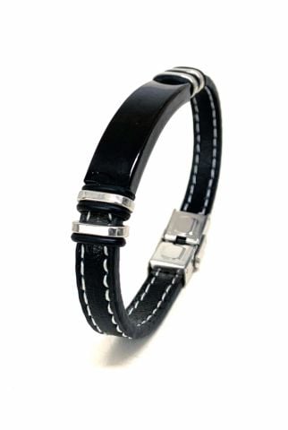 %100 DERİ BİLEKLİK SİYAH METAL KLİPS