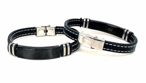 %100 DERİ BİLEKLİK SİYAH METAL KLİPS