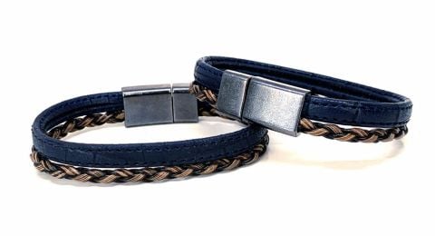 %100 DERİ BİLEKLİK LACİVERT KAHVERENGİ