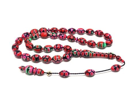 ARİZONA KERTENKELE DESENLİ KIRMIZI GALALİT BEYZİ MODEL TESBİH