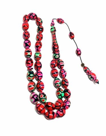 ARİZONA KERTENKELE DESENLİ KIRMIZI GALALİT BEYZİ MODEL TESBİH