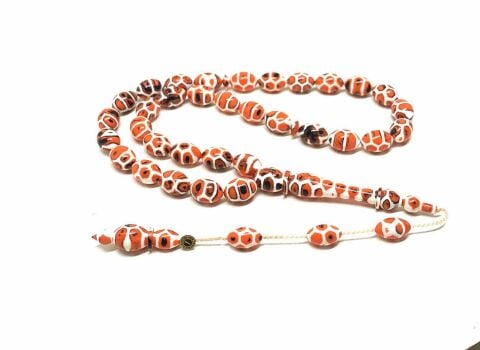 ARİZONA KERTENKELE DESENLİ BEYZİ MODEL TURUNCU GALALİT TESBİH