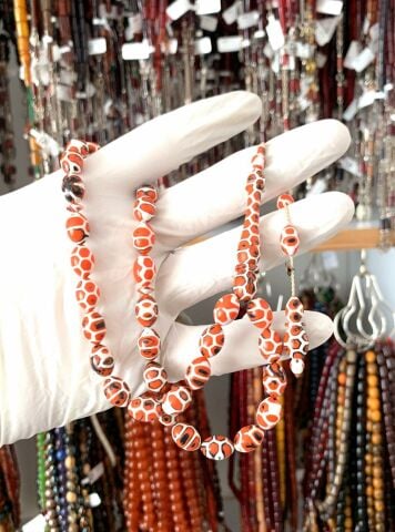 ARİZONA KERTENKELE DESENLİ BEYZİ MODEL TURUNCU GALALİT TESBİH