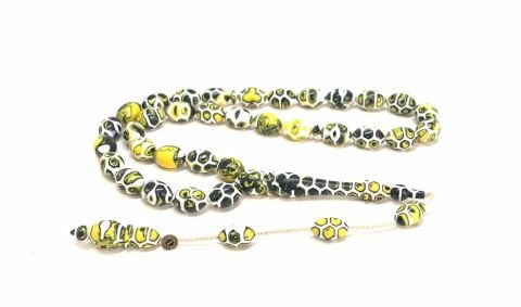 ARİZONA KERTENKELE DESENLİ SARI SİYAH GALALİT BEYZİ MODEL TESBİH